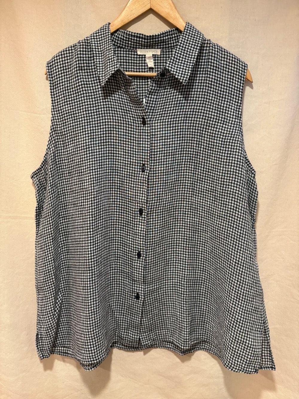 EILEEN FISHER organic linen check top, XL